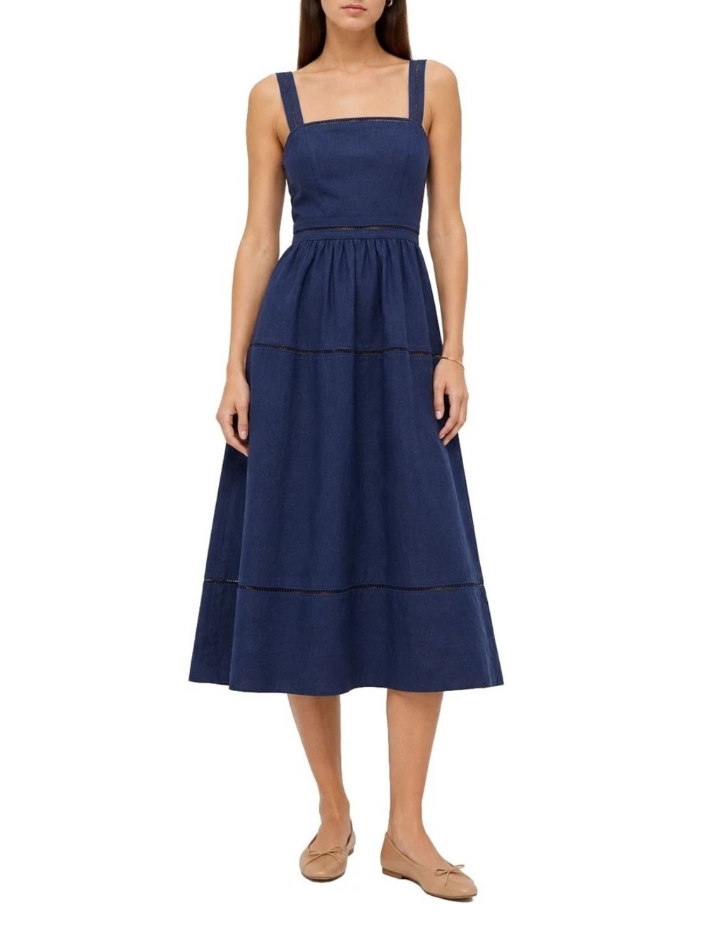 NWT Reformation Everett Linen Midi Sundress Size 8